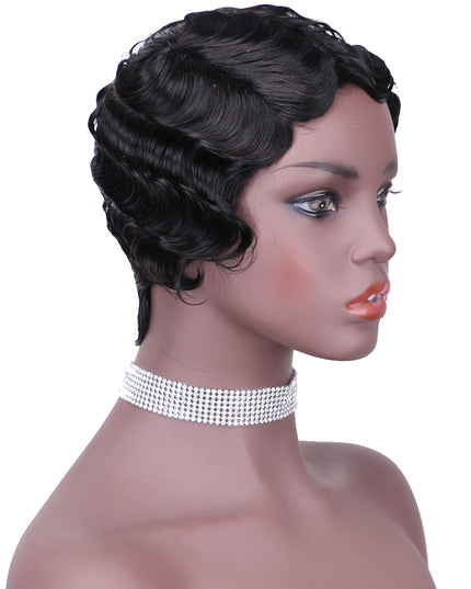 Machine made pixie cut wig---JK9012---1B-pay 1 get 2