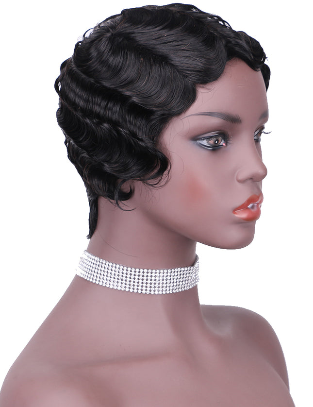 Machine made pixie cut wig---JK9012---1B-pay 1 get 2
