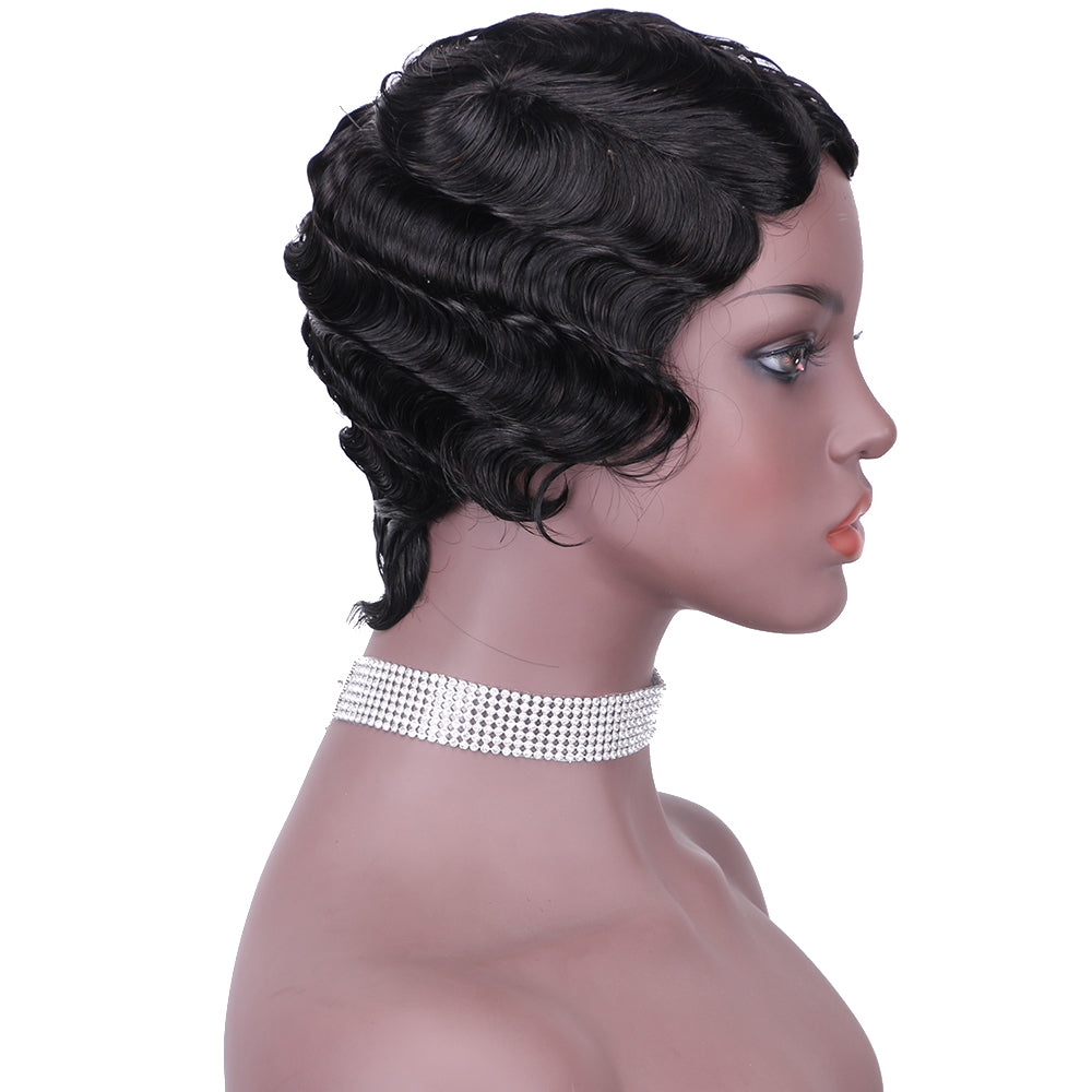 Machine made pixie cut wig---JK9012---1B---RMB 45