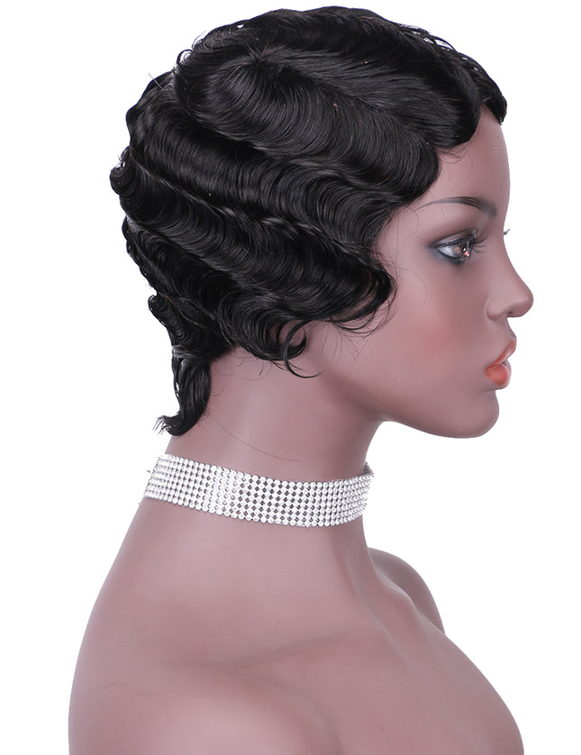Machine made pixie cut wig---JK9012---1B-pay 1 get 2