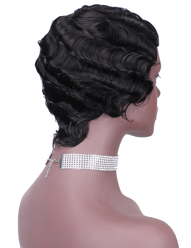 Machine made pixie cut wig---JK9012---1B-pay 1 get 2