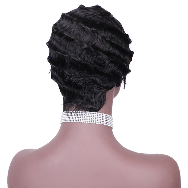 Machine made pixie cut wig---JK9012---1B-pay 1 get 2