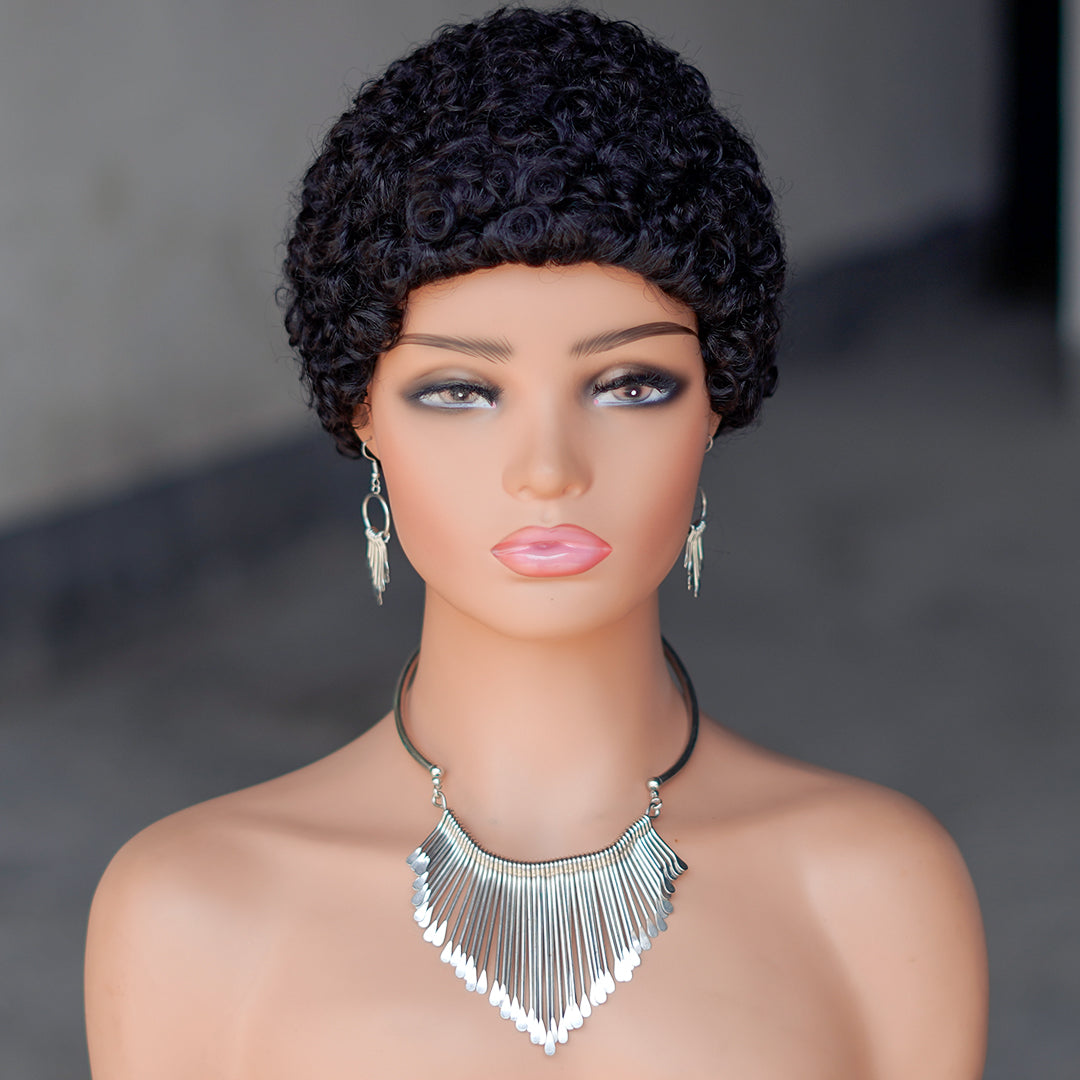 Machine made pixie cut wig---JK9044---#1B ---RMB 50