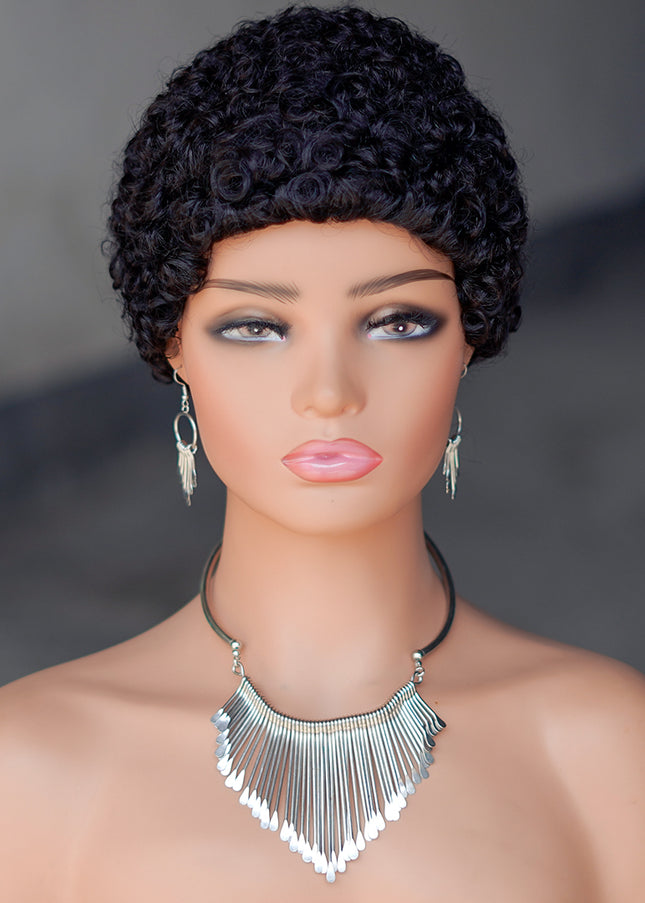 Machine made pixie cut wig---JK9044---#1B-pay 1 get 2