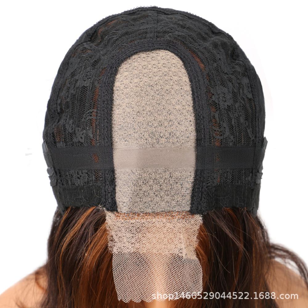 Synthetic fiber wigs lace size big wave-5
