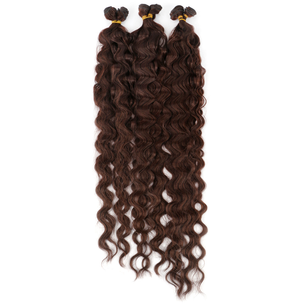 Fiber body wave Six Piece Set Hair weft-brown color