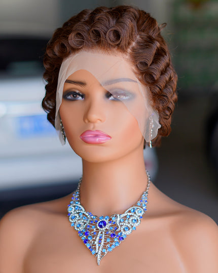 Pixie Cut Wig 13x4 lace Frontal ombre #4---JK06