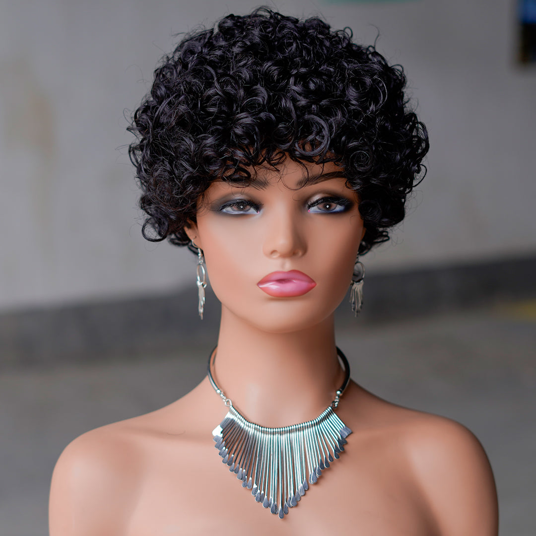 Machine made pixie cut wig---9042-#1B---RMB 77