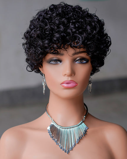 Machine made pixie cut wig---9042-#1B-pay 1 get 2