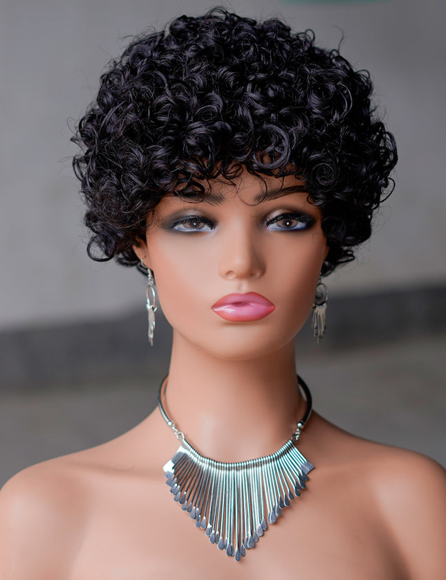 Machine made pixie cut wig---9042-#1B-pay 1 get 2