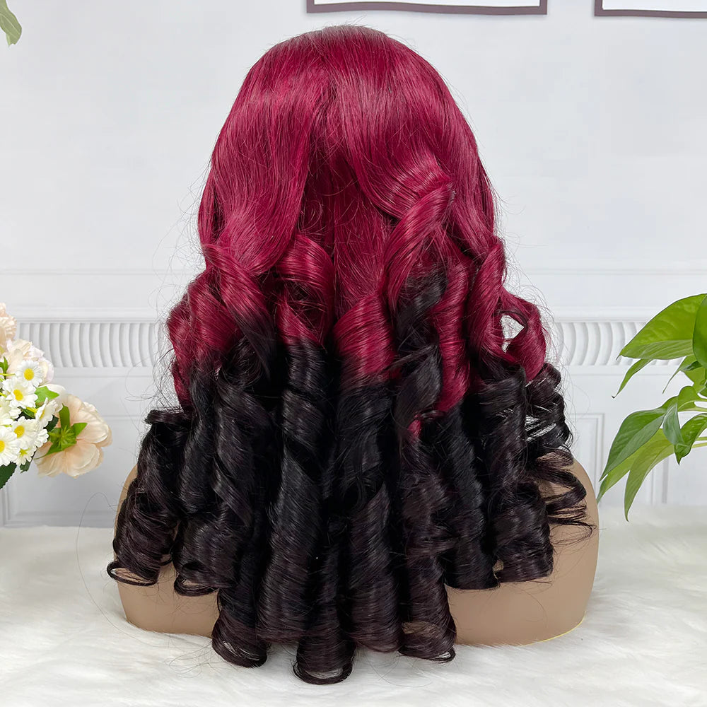 Spring curl color #T99j/1B, 13x4 Lace Frontal wig 100% Virgin Human Hair Transparent  LACE Wig 180% density