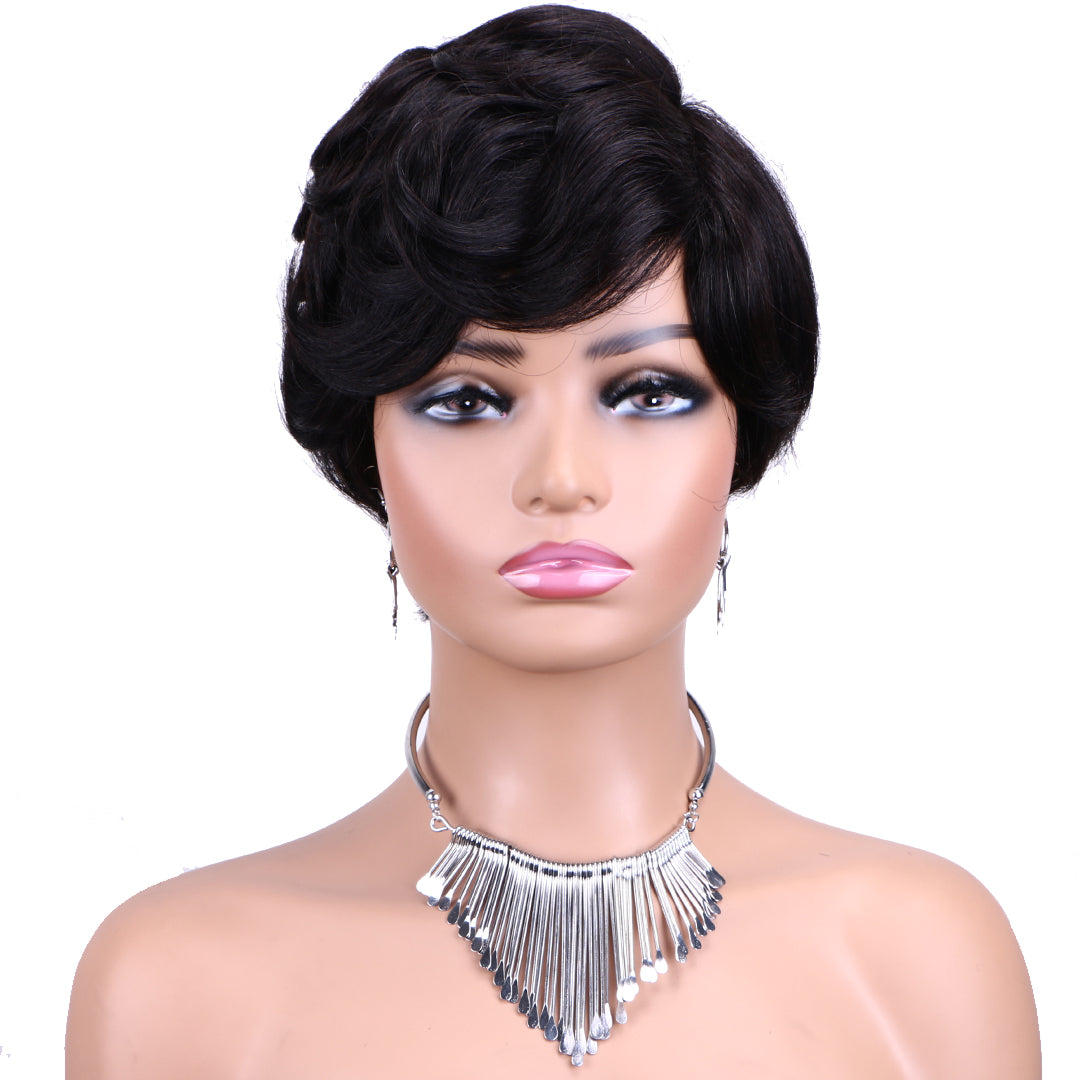 Machine made pixie cut wig--JKCX007-#1B---RMB 61