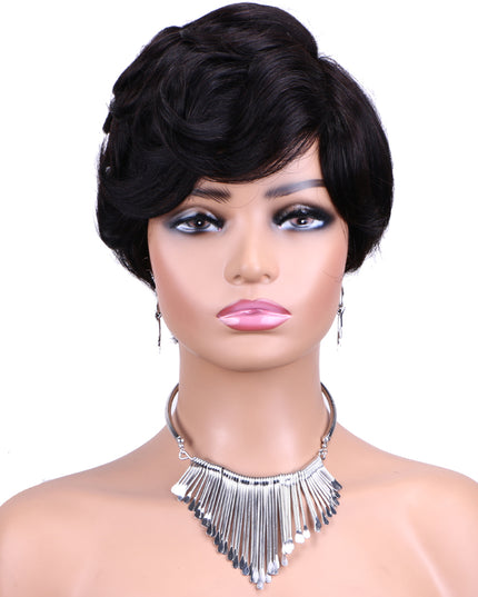 Machine made pixie cut wig--JKCX007-#1B---pay 1 get 2