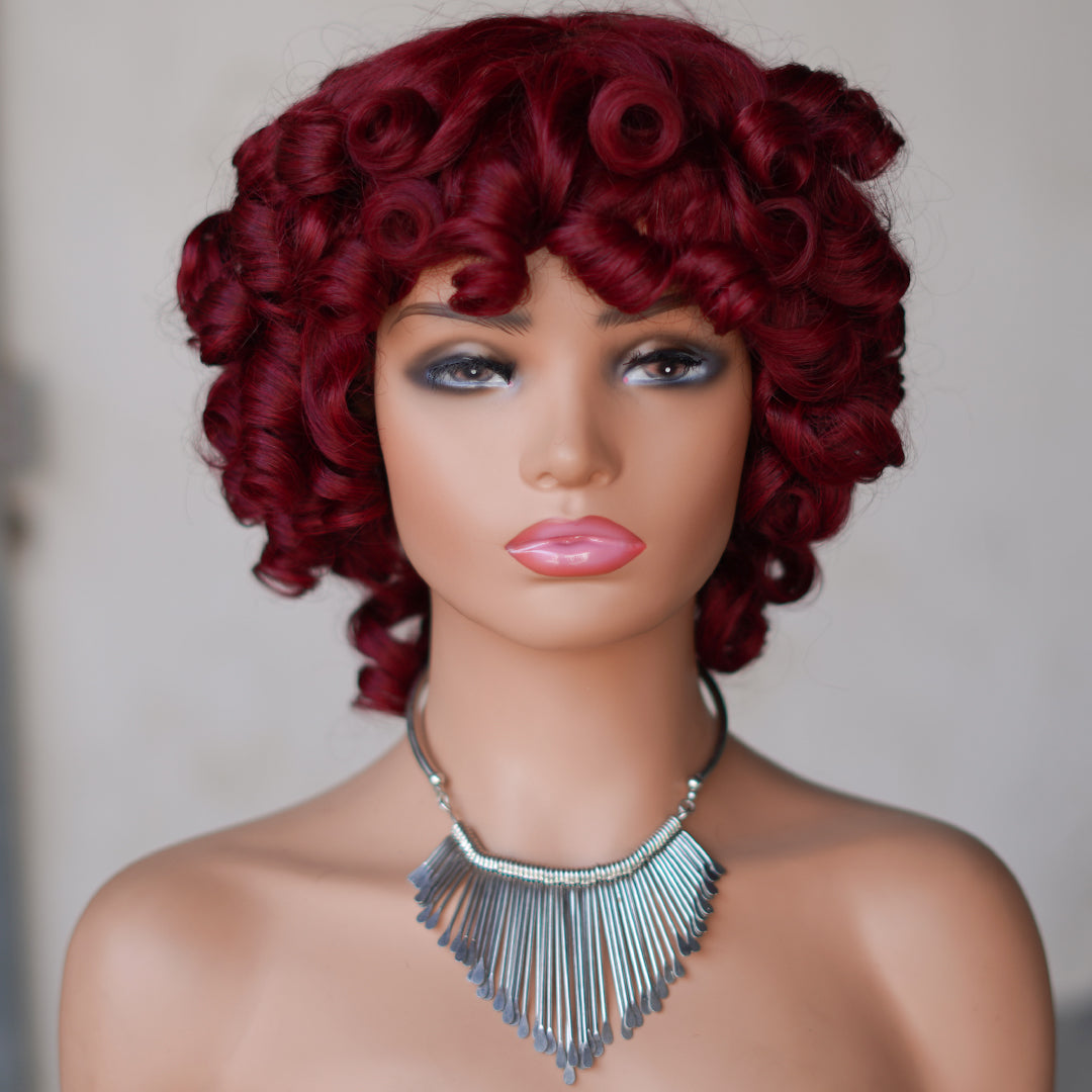99J color--full machine made wig with bang---ZZY031