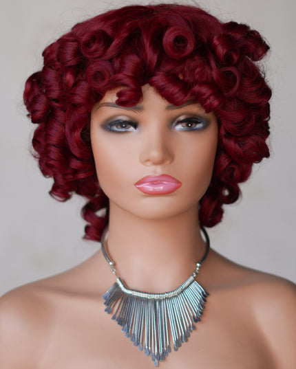 99J color--full machine made wig with bang---ZZY031