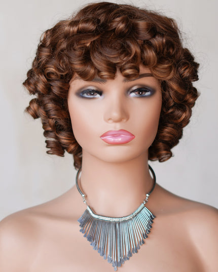 4/27 color--full machine made wig with bang---ZZY031