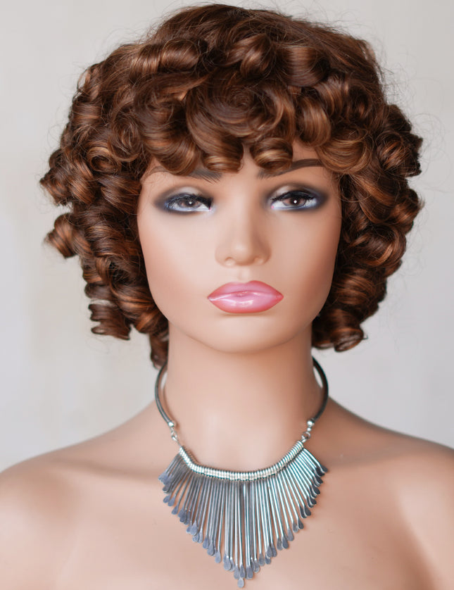 4/27 color--full machine made wig with bang---ZZY031