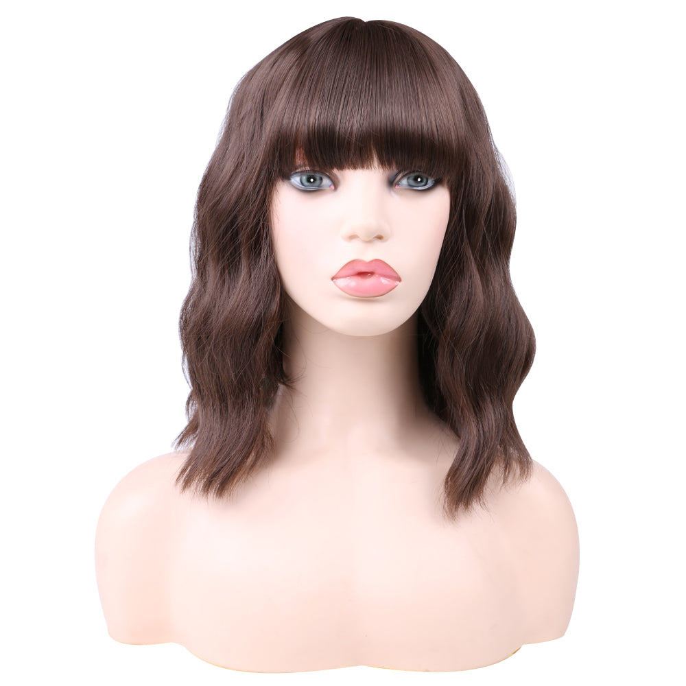 Halloween bangs bob wig fiber cosplay mechanism-brown color
