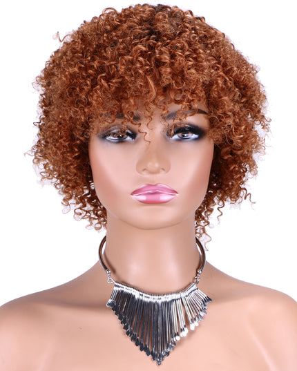 Machine made pixie cut wig---JK9037---#T1B/30