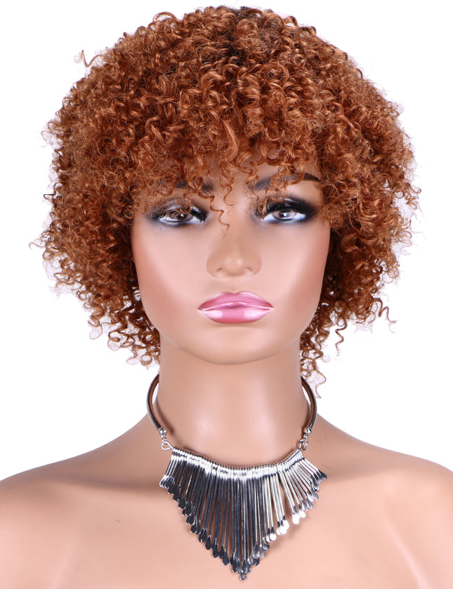 Machine made pixie cut wig---JK9037---#T1B/30