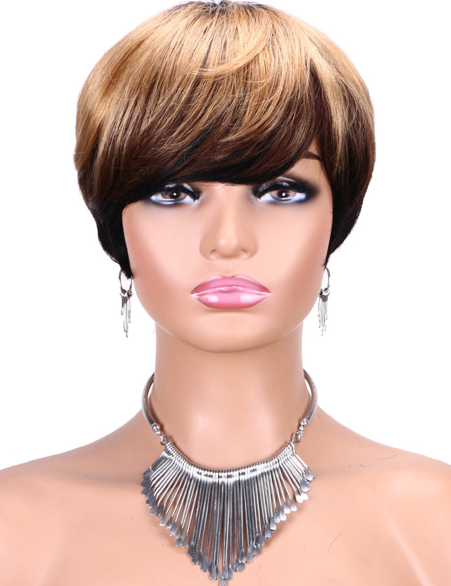 Machine made pixie cut wig---JK9171---Highlight #4/27 Color-pay 1 get 2