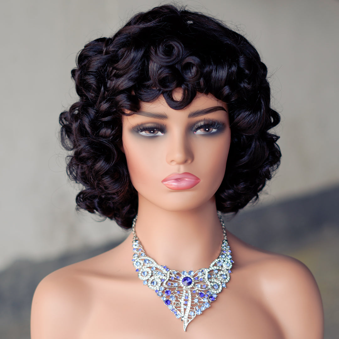full machine made wig with bang-CX032-ZZY