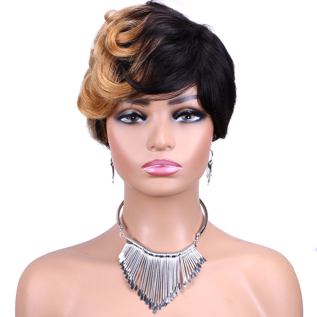 Machine made pixie cut wig---JKCX007---#1B/27---RMB 61