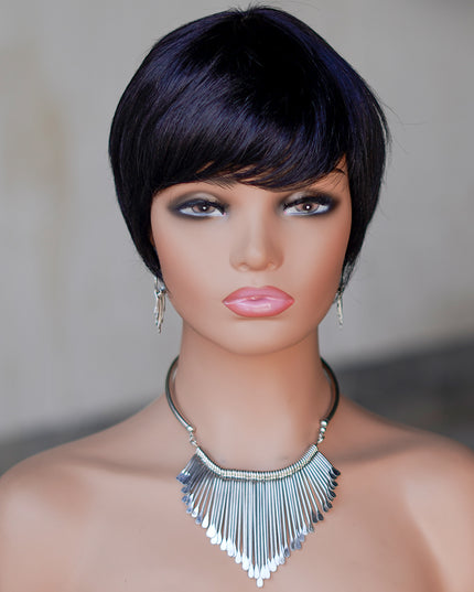 Machine made pixie cut wig---JK9069-#1B---pay 1 get 2