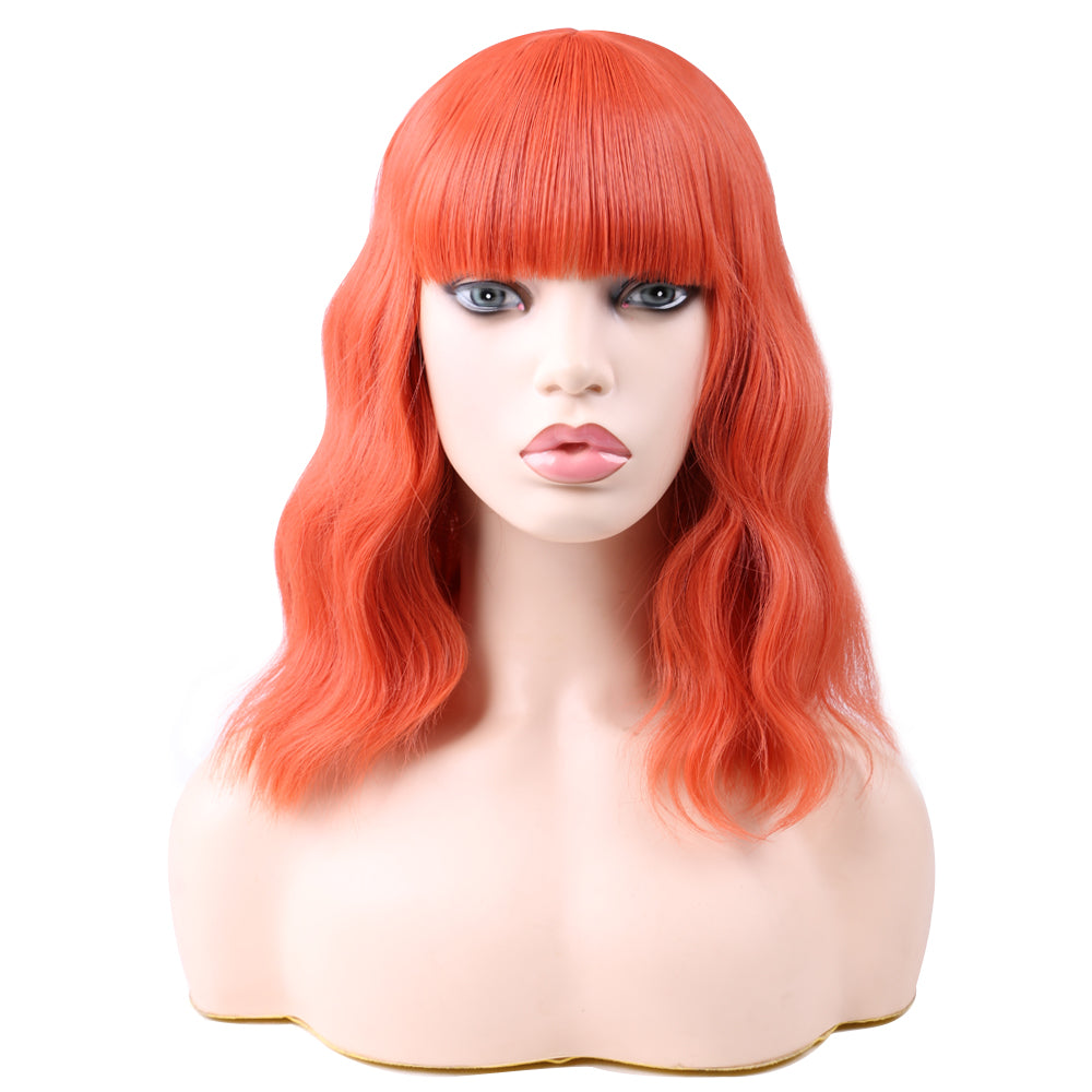 Halloween bangs bob wig fiber cosplay mechanism-Orange