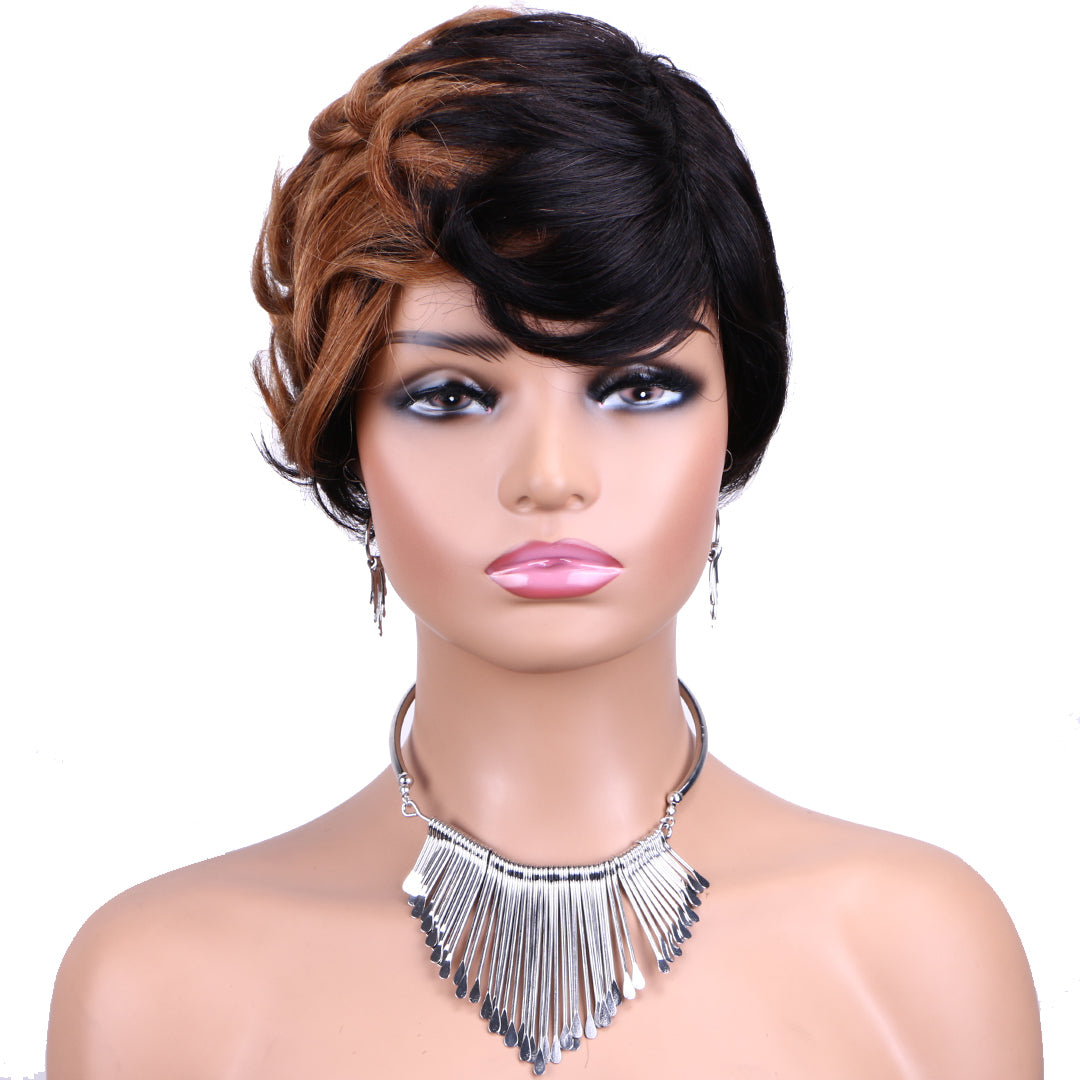 Machine made pixie cut wig---JKCX007---#1B/30---RMB 61