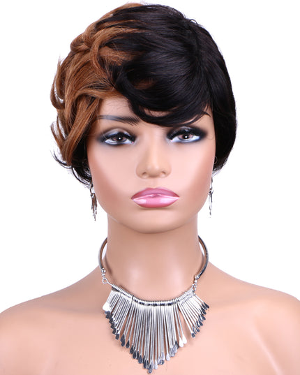 Machine made pixie cut wig---JKCX007---#1B/30---pay 1 get 2