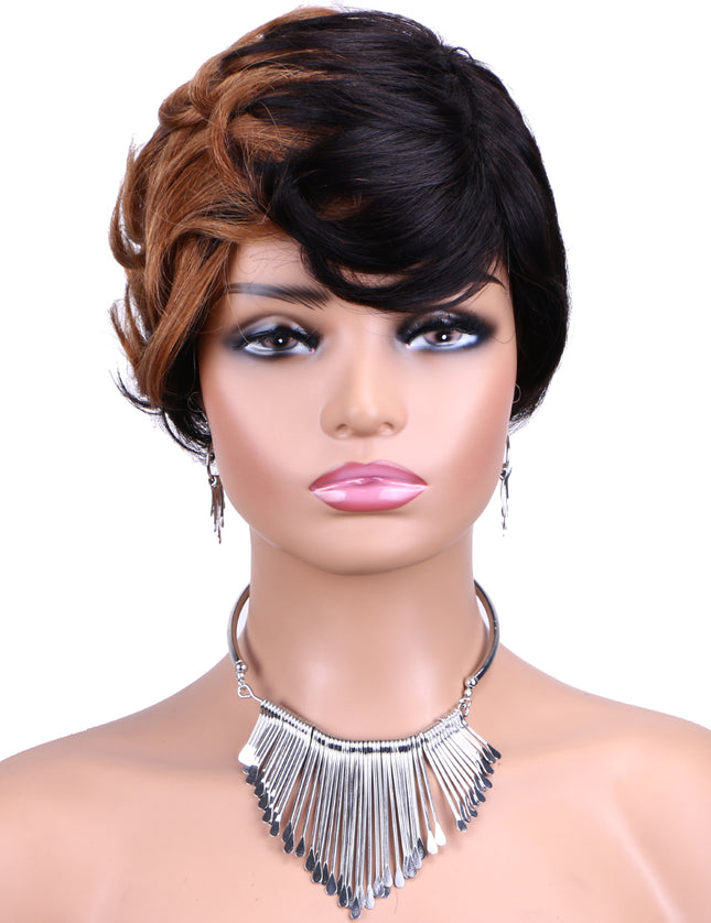 Machine made pixie cut wig---JKCX007---#1B/30---pay 1 get 2