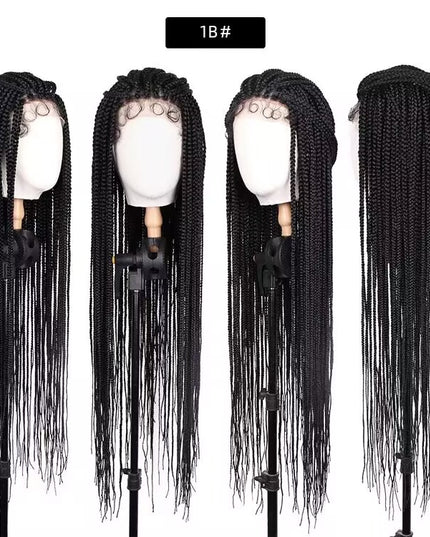 Synthetic Transparent Full Lace Braided Wigs Knotless Box Braids Wig # black color