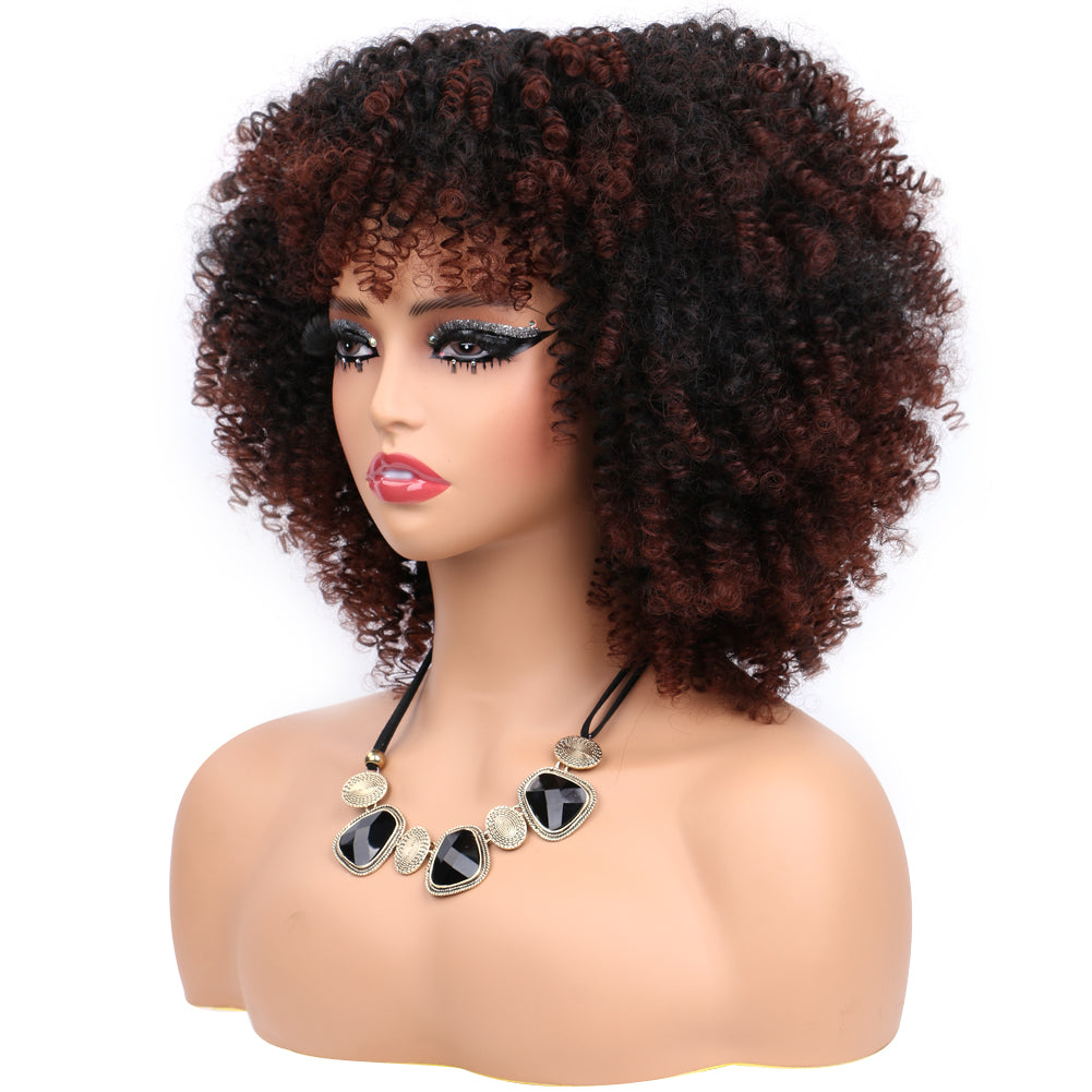 Fiber Small Roll Afro Kinky Curly Wig Short Fluffy-- 1b/33 color