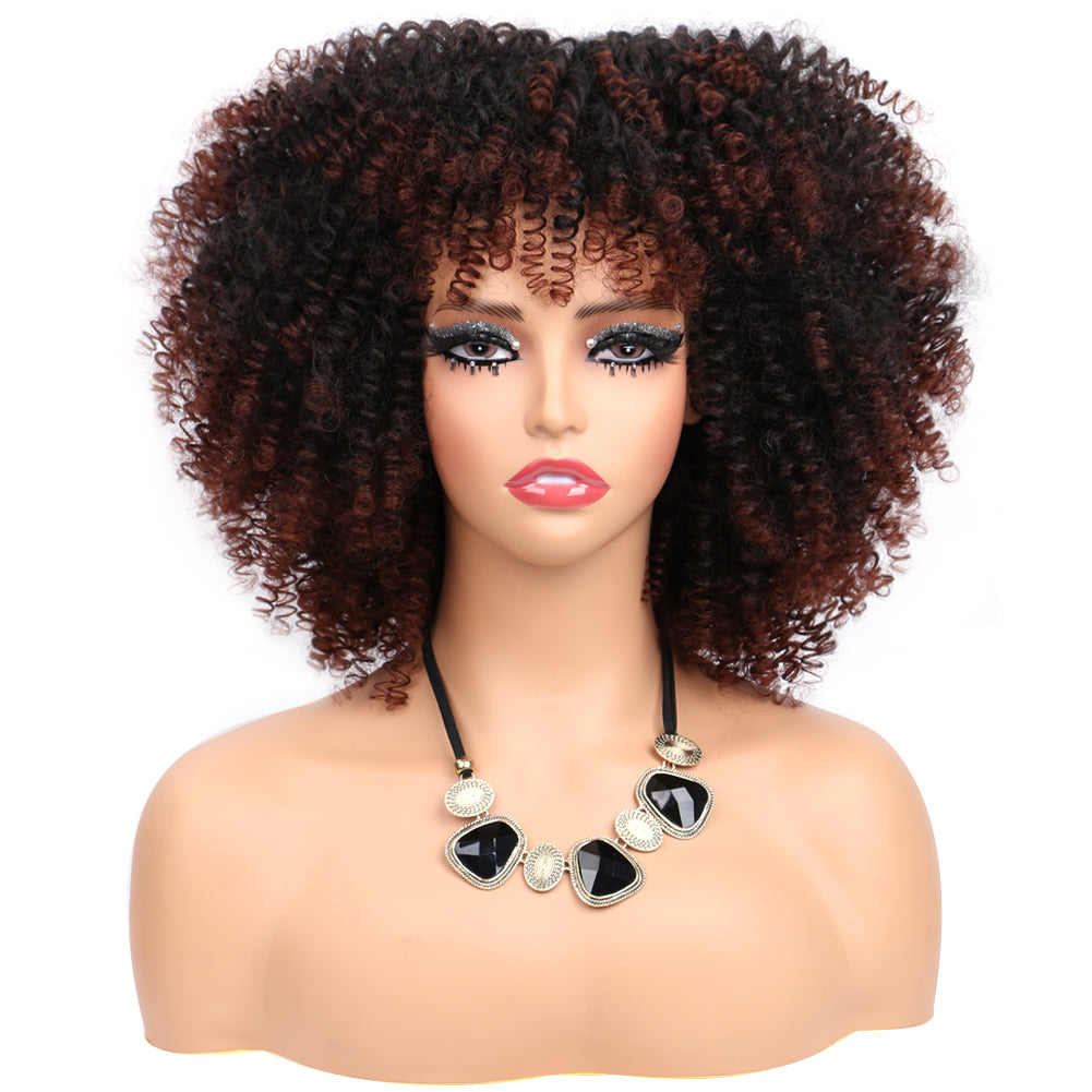 Fiber Small Roll Afro Kinky Curly Wig Short Fluffy-- 1b/33 color