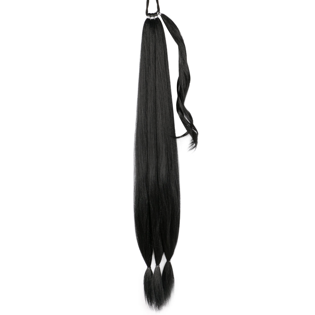 Fiber Hair Boxing Long Braid Ponytail- color 1B
