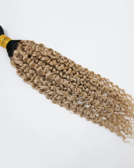 Curly wave ombre #1B/27 color 15A human hair bulk for braiding