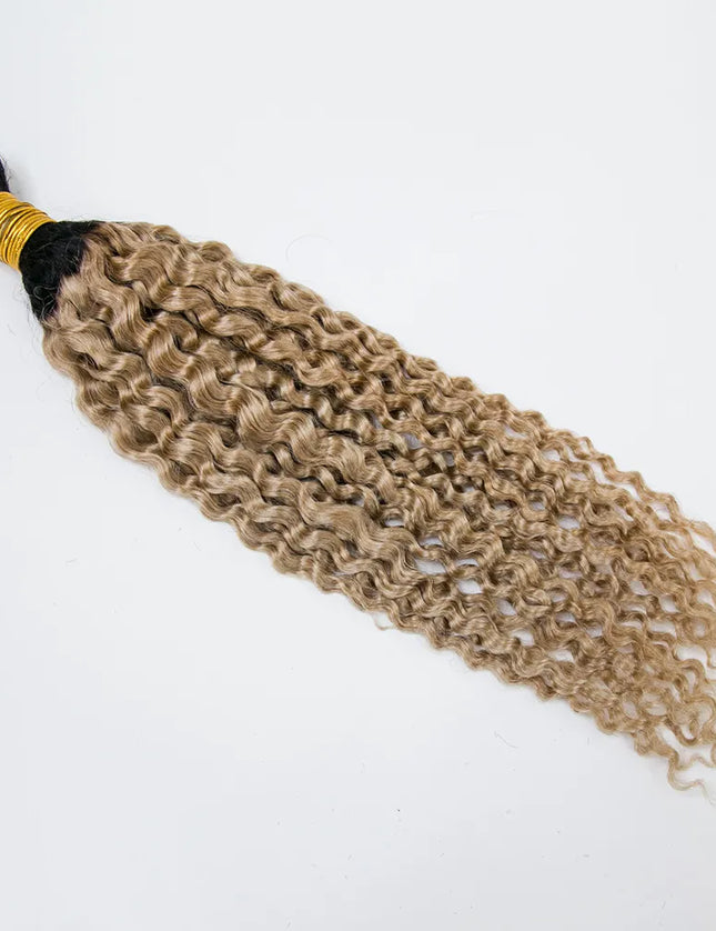 Curly wave ombre #1B/27 color 15A human hair bulk for braiding