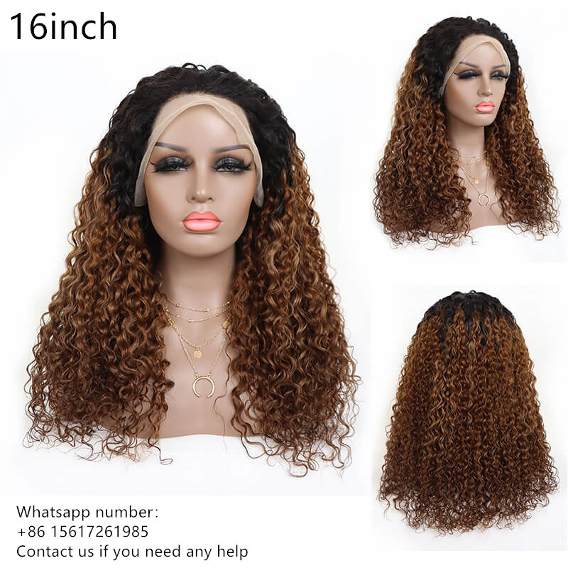 1B/4   jerry curly  13x4 Transparent Lace Frontal  180% density 100% Virgin Human Hair wig