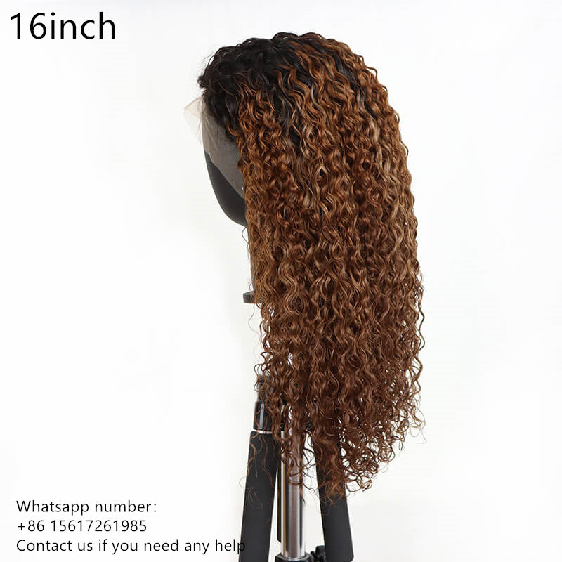 1B/4   jerry curly  13x4 Transparent Lace Frontal  180% density 100% Virgin Human Hair wig