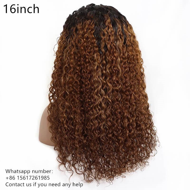 1B/4   jerry curly  13x4 Transparent Lace Frontal  180% density 100% Virgin Human Hair wig