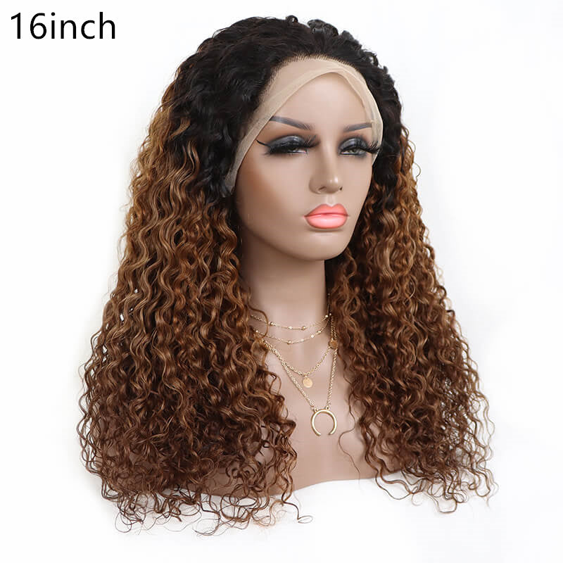 1B/4   jerry curly  13x4 Transparent Lace Frontal  180% density 100% Virgin Human Hair wig