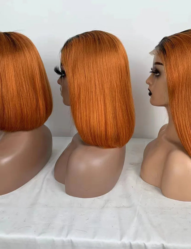 1B/350 straight Bob Wig 4x4，5*5 Lace closure wig 100% Virgin Human Hair 150% density