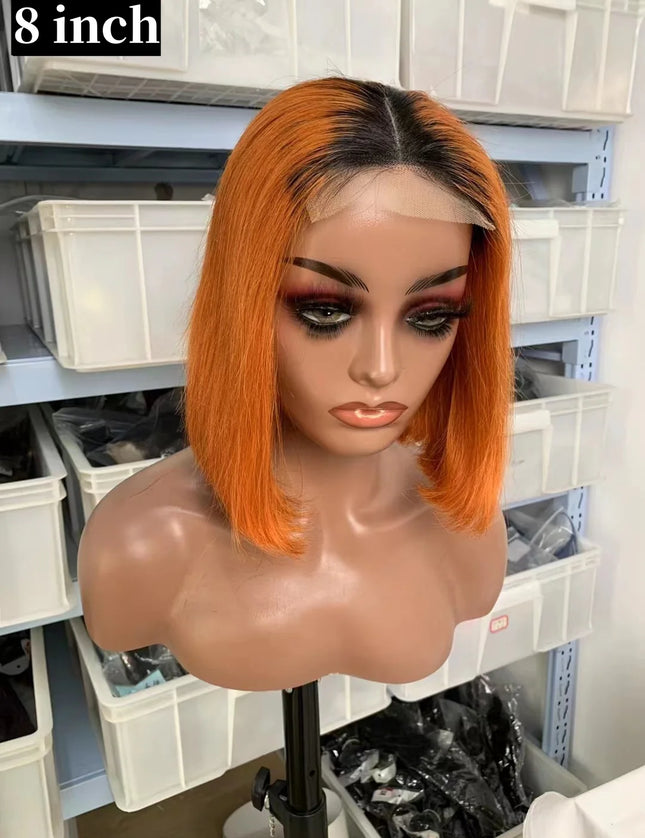 1B/350 straight Bob Wig 4x4，5*5 Lace closure wig 100% Virgin Human Hair 150% density