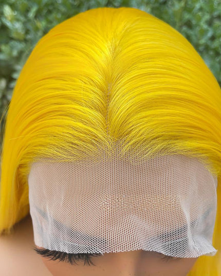 Synthetic lace frontal color wig straight---13*4--- yellow color---pay 1 get 2