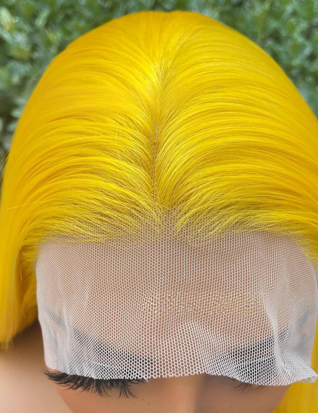 Synthetic lace frontal color wig straight---13*4--- yellow color---pay 1 get 2