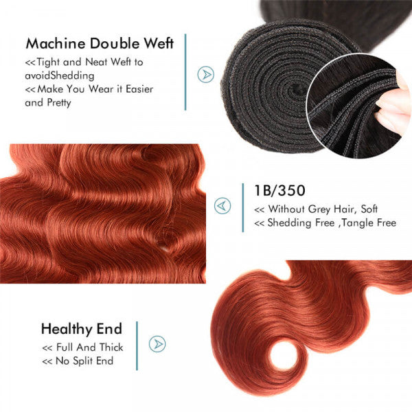 Color 1B/33 Body wave 12A human hair bundles 1pc