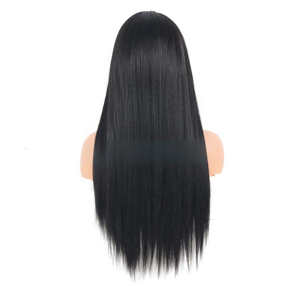 Fiber Black Long Straight wig