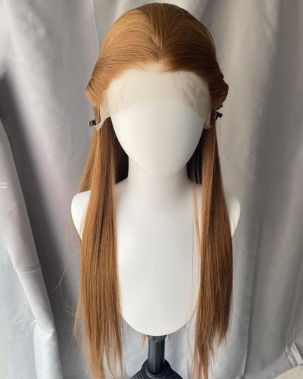 Synthetic lace frontal color wig straight---13*4---dark blonde color---pay 1 get 2