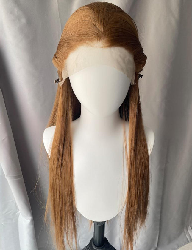 Synthetic lace frontal color wig straight---13*4---dark blonde color---pay 1 get 2